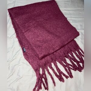 Cotton On Burgundy Scarf Fuzzy Knit Fringe Cozy Winter Fall Wrap